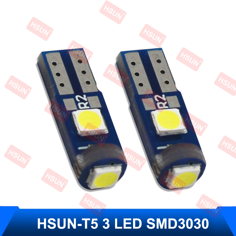 HSUN T5 74 37 2723 2721 W3W Ampoule LED,3LED SMD3030 Puce 600LM extrêmement  brillante pour voyant de tableau de bord pour indicateur de voiture Auto